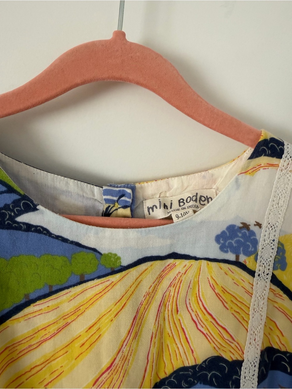 Mini Boden Blue, Yellow & Green Printed Cotton Dress - Picture 2 of 3